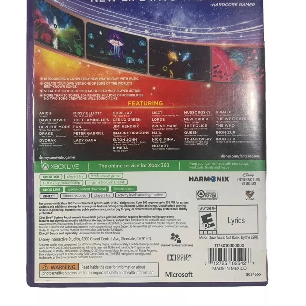 Fantasia Music Evolved Microsoft Xbox 360